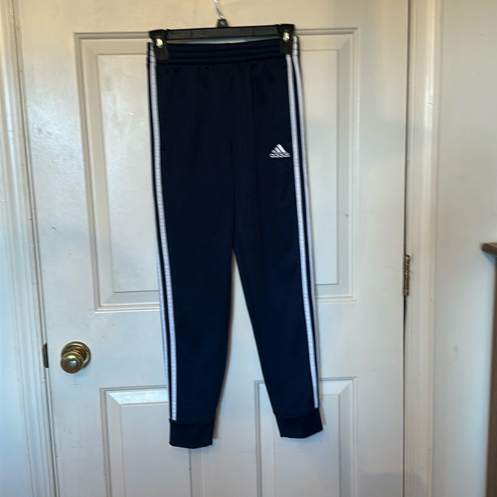 Adidas kid sweatpants dark blue with emblem on front no size